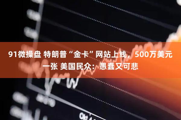 91微操盘 特朗普“金卡”网站上线，500万美元一张 美国民众：愚蠢又可悲